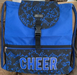 JUSTICE CHEER RUCKSACK DRAWSTRING ROYAL BLUE SUPER CUTE!! - Picture 1 of 2