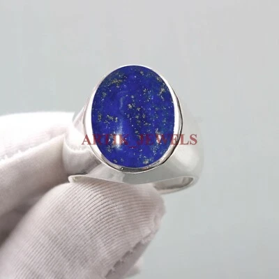 Anello In Argento Sterling 925 Con Gemma Naturale In Lapis Lazuli Per Uomo #4745 - Immagine 1 di 4