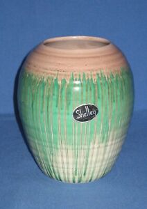Vintage Shelley Art Deco drip-glazed vase with original sticker.