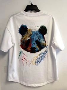 Oversized Panda T-Shirt Cute Kawaii Graphic Tee Unisex Funny Streetwear White - Picture 1 of 6