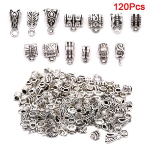 120Pcs Metal Connectors Spacer Beads Bail Tube Beads Charms DIY Jewelry Mak3 LA - Picture 1 of 7