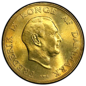 1954 NS Denmark 1 Krone, PCGS MS 66, KM-837, Finest @ PCGS, Key Date - Picture 1 of 3