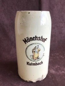 Jarra de cerveza Mönchshof Kulmbach 1 litro alrededor de 1920 original - Imagen 1 de 6