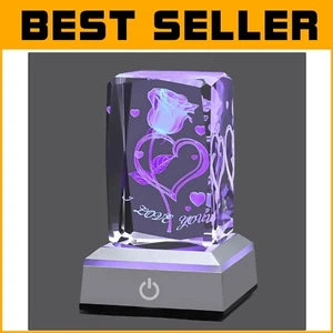3D Crystal Nightlight - I Love You Lamp with Multicolor LED Base for Gifting - Picture 1 of 9