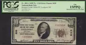 $10 1929 Niagra County NB & Trust Co. Lockport, NY Ch# 639 ERROR PCGS Fine 15PPQ - Picture 1 of 2
