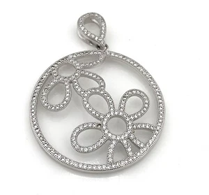 FLOWER ZIRCON NECKLACE-S925 SOLID SILVER - Picture 1 of 4