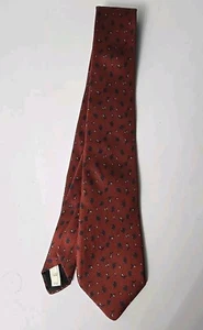 VTG OSCAR DE LA RENTA Couture MAROON/BLUE Oval Print 100% SILK Men's NECK TIE - Picture 1 of 3