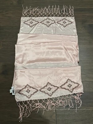 Vestido xale cachecol Sue Wong seda rosa malva frisado à mão corredor longo fantasia #4 - Imagem 1 de 4