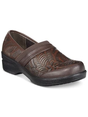 Zapatos zuecos de cuero sin cordones con cuña de origen marrón EASY STREET para mujer 9 M Foto 1 de 3