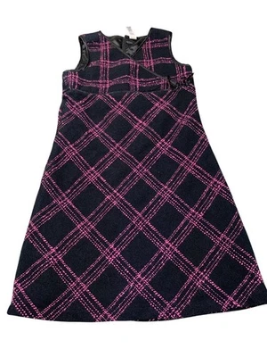 Vintage Old Navy Dress Womens 8 Black Pink Plaid Sleeveless A-Line Mini Back Zip - Image 1 of 4