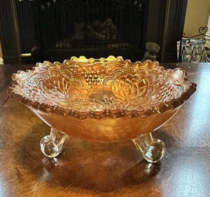 Fenton Marigold Footed Bowl Grape Cable Persian Medallion Carnival Glass  - Picture 1 of 8
