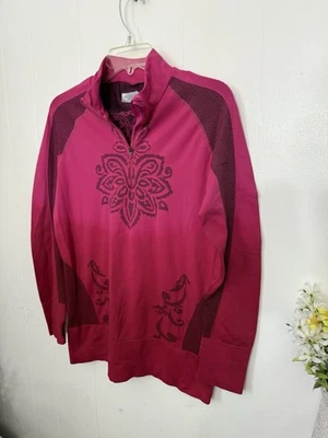 Top tejido Athleta XL rosa 1/2 cremallera tatuaje manga larga elástico ombre usado en excelente estado Foto 1 de 4