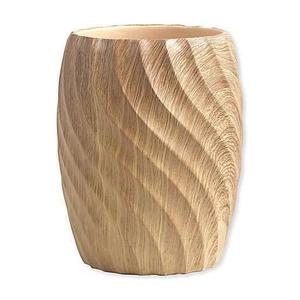 Cestino rifiuti bagno in resina, piccolo cestino, aspetto legno a spirale in naturale - Foto 1 di 6