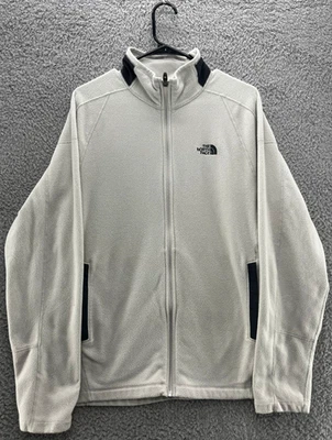 The North Face Full-Zip Fleece Jacket Men’s Large White Gray Outdoor Hiking - Image 1 of 4