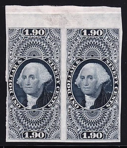 US R80TC3 $1.90 Foreign Exchange Revenue Trial Color Proof Pair on India - Picture 1 of 2