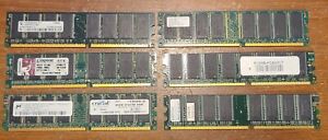 Lot of 6 512MB DDR 1 MEMORY RAM Modules NON-ECC DIMM 184 pin Mixed Brands