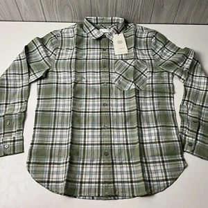 Neu mit Etikett 7 For All Mankind langärmliges Button-Down-Hemd - Sonne verwaschen grün kariert - Bild 1 von 6