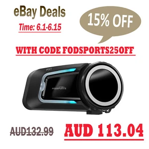 Fodsports FX7 Motorcycle Intercom Bluetooth Helmet Headset 2KM 10 Riders MESH FM - Picture 1 of 21