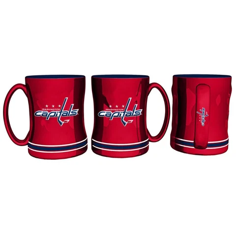 Washington Capitals 15oz Sculpted Relief Coffee Mug [NEW] Tea Cup Hot Ceramic Cover