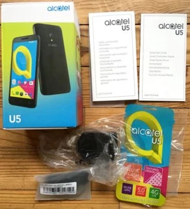 BOITE VIDE SMARTPHONE ALCATEL U5 + KIT MAINS LIBRES CHARGEUR EMPTYBOX LEERKARTON - Photo 1/6