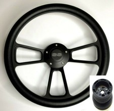 14" Black Steering Wheel w/ Horn Button & Adapter 1969-1994 Chevy SS Models