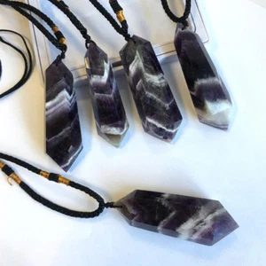 Colgante de cuarzo de cristal de amatista púrpura natural chakra curativo piedras preciosas - Imagen 1 de 7