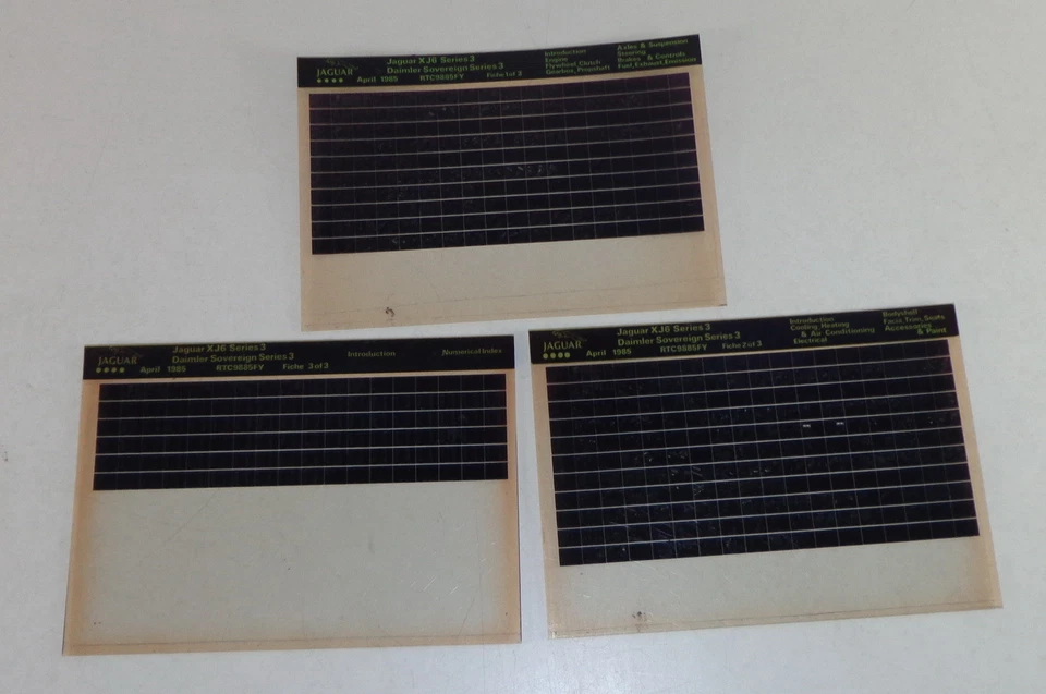 Microfiche Catalogo Ricambi Jaguar XJ6 / Daimler Sovrano Serie 3 Stand 04/1985 - Immagine 1 di 1