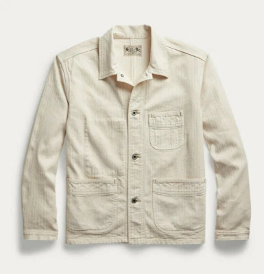 Chaqueta Abrigo Deportivo Ralph Lauren RRL Crema Lino Algodón Espiga Nueva  Foto 1 de 3