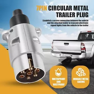 Durable 7 Pin Aluminium Alloy Plug Trailer Truck Towing Electrics 12V Connector - Picture 1 of 16
