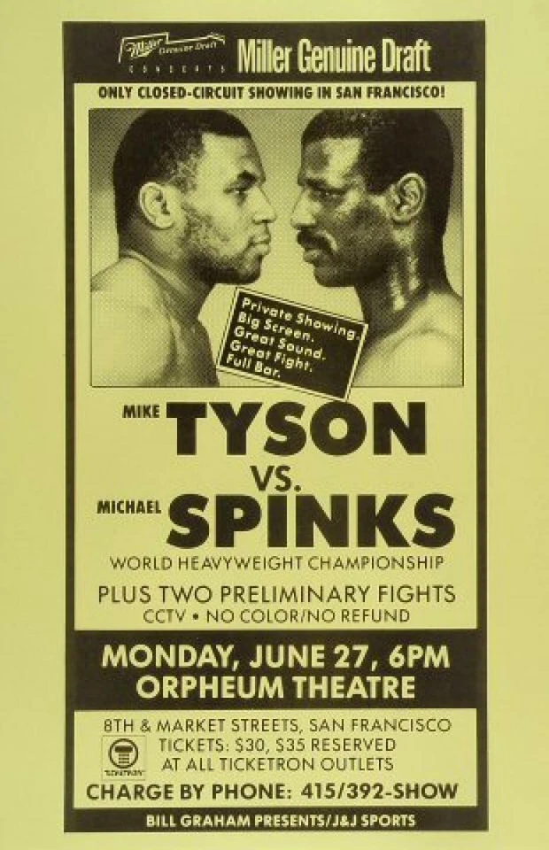 MIKE TYSON VS MIKE SPINKS 8X10 FOTO BOXEO PÓSTER IMAGEN CIRCUITO CERRADO BORDE Foto 1 de 1