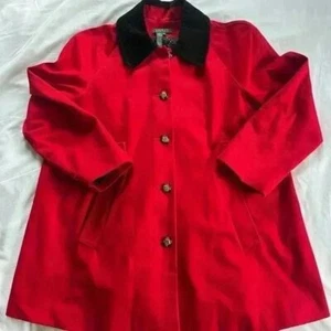 Ralph Lauren Reitsport Baumwoll Twill Mantel gefüttert Cordkragen Damen Large rot - Bild 1 von 8