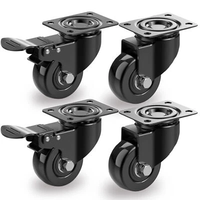 UBRANDED 4 X Heavy Duty Swivel Castor Wheels Trolley 50mm Furniture Casters Rubber 200kg