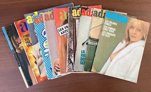 ADAM magazine . French. 10 Issues. 1966-68. Mens Fashion. Film. Mode. Music. - Picture 1 of 11