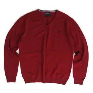Jean Paul Mens XL V Neck Pullover Sweater Extra Fine Lambswool Red 100% Wool - Picture 1 of 10