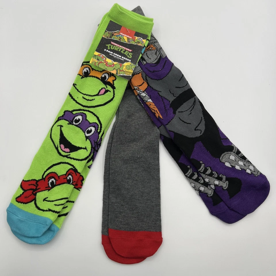 Teenage Mutant Ninja Turtles Socks Men's 6-12 TMNT Nickelodeon Novelty Cartoons