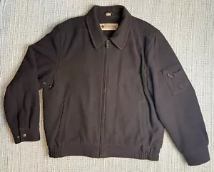Columbia Mens XL Brown Wool Blend Bomber Jacket Coat Full Zip Pockets Vented - Picture 1 of 24