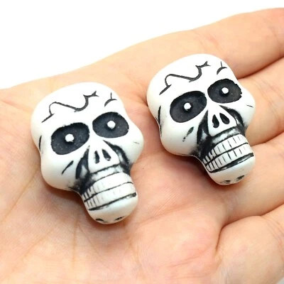 5pcs White Huge Halloween Gothic Skull Acrylic Beads Pendants 36mm(1.4") - image 1 of 4