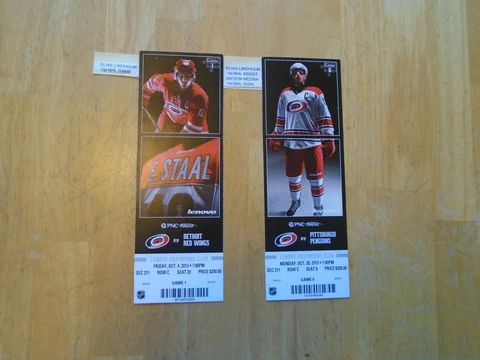 Ekias Lindholm 1st NHL Game + Assist+Jason Megna 1st NHL Goal Carolina Hurricane Cover