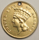 UNITED STATES  US  1855 INDIAN PRINCESS $3 GOLD COIN HOLED EX JEWELRY GRADE