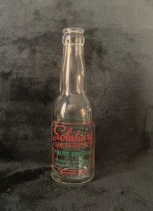 Vtg Solataire Fruit Drinks Bottle..7oz. Beautiful Clear Bottle..Extremely Rare - Picture 1 of 5