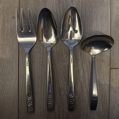 Wm Rogers 定制不锈钢遮阳弹簧小饰品梯子肉叉服务勺子 — 第 1/4 张图片