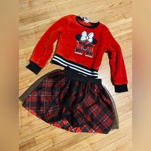 Disney Minnie Mouse red black retro inspired sweater and skort skirt set sz S 6 - Picture 1 of 10