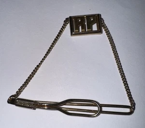 Vintage Swank Krawattennadel mit Initialen RP Kette Design goldfarben - Bild 1 von 3