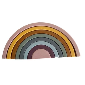 Silicone Rainbow Stacker 8-Layer Nesting Puzzle Blocks Montessori Educational To - Picture 1 of 7