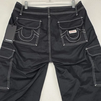 Pantalones cargo True Religion negros talla 31 detalle de puntada blanca nuevos con etiquetas Foto 1 de 4
