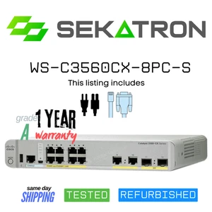 ♻️ Cisco Catalyst WS-C3560CX-8PC-S 8-Port PoE+ Fanless Switch⚡Fast Ship - Picture 1 of 2