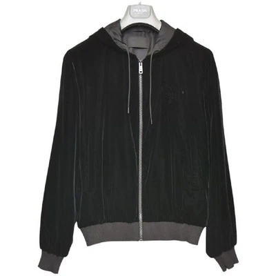 PRADA 2022SS Logo Embossed Velvet Zip Up Parka Velour Jacket Blouson SGB965 S221 - Image 1 of 4