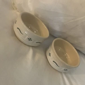 2 Longaberger Woven Traditions Custard Cups Stackable Ramekins Heritage Green - Picture 1 of 4