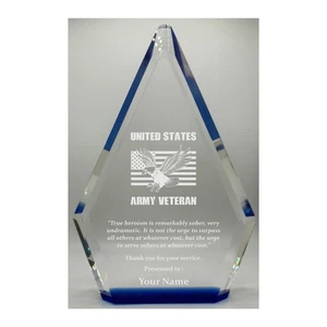 Military Apprecation Award Army Service with Quote 8 inch Crystal Trophy - Bild 1 von 6