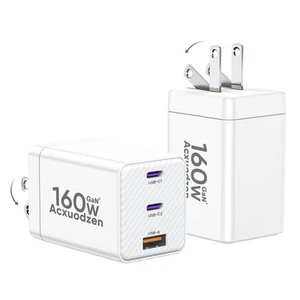 [Pack de 2] Bloc Chargeur USB C 160W, 3 Ports GaN Chargeur Super Rapide, Double 65W Ty... - Photo 1 sur 7